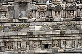 Prambanan - Candi Lara Jonggrang, decorations of the foot of the Shiva temple. 